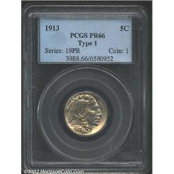 1913 5C Type One PR66 PCGS. As a first-year issue, the proof 1913 Type One Nickel should be a relati