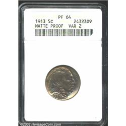 1913 5C Type Two PR64 ANACS. Gorgeous gold and lavender patina. The matte surfaces also have rich ca