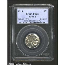 1913 5C Type Two PR65 PCGS. A razor-sharp Gem with seemingly pristine surfaces and lovely green-gray