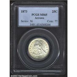 1873 25C Arrows MS65 PCGS. With the highest mintage (1.2 million coins) of the 1873-1874 Arrows type