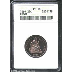 1860 25C PR64 ANACS. A touch of peripheral weakness with bright central areas and scattered blue-gra