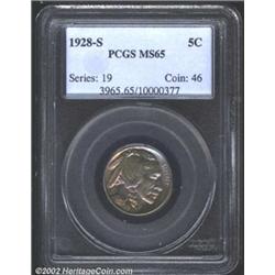 1928-S 5C MS65 PCGS. This is an especially well struck example of this scarce S-mint Nickel, a trait