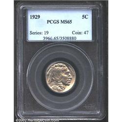 1929 5C MS65 PCGS. Lustrous and well preserved with only a very faint haze overlying the obverse. An