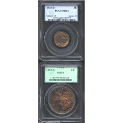 1935-D 5C Nickel MS64 PCGS, typically struck in the centers but nearly pristine and with vivacious g