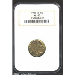 1935-D 5C MS65 NGC. Russet with swirling hues of crimson, greens, and oranges. Softly struck face, b