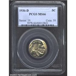 1936-D 5C MS66 PCGS. A sharply struck and lustrous Gem that has virtually pristine surfaces. A few m