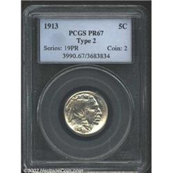 1913 5C Type Two PR67 PCGS. A more challenging issue to locate than its Type One counterpart, the 19