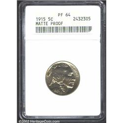 1915 5C PR64 ANACS. Both sides have streaks of silver-gray and pale apricot patina. The strike is ra