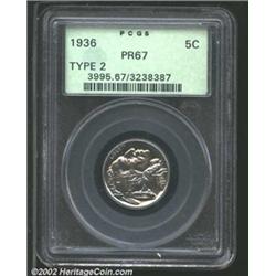 1936 5C Type Two--Brilliant Finish PR67 PCGS. Superbly struck with no noticeable flaws. The fields a