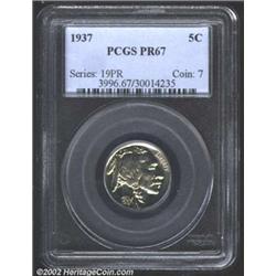 1937 5C PR67 PCGS. A very flashy, deeply mirrored example of this popular and widely collected proof