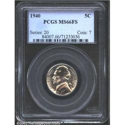 1940 5C MS66 Full Steps PCGS. A Six Step Nickel. A well struck and lustrous Gem with brilliant surfa