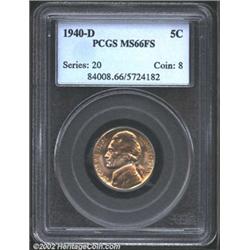 1940-D 5C MS66 Full Steps PCGS. A Six Step Nickel, with the final step bold. A lustrous Gem with a s