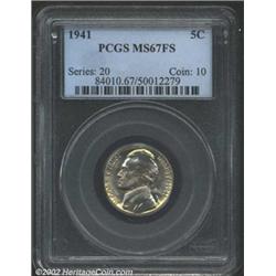 1941 5C MS67 Full Steps PCGS. Both sides have glorious rainbow bands of gold, violet, and powder-blu