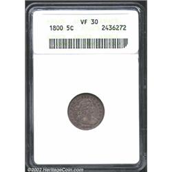 1800 H10C VF30 ANACS. V-1, LM-1, R.3. Even, medium gray surfaces. There is a small field mark by a s