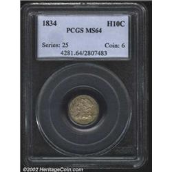 1834 H10C MS64 PCGS. V-1, LM-2, R.1. Pale gray surfaces that are semi-lustrous, with a somewhat subd