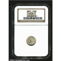 1834 H10C MS65 NGC. LM-2, V-1a, R.1. Fresh and untoned satiny white surfaces with brilliant luster..