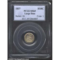 1837 H10C No Stars MS65 PCGS. Large Date. This coin is the same die state as the other Gem 1837 No S
