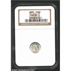 1838 H10C No Drapery MS65 NGC. A boldly struck, brilliant, and lustrous Gem. Struck from lightly rot