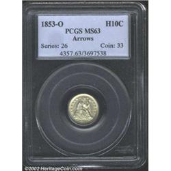 1853-O H10C Arrows MS63 PCGS. A dove-gray example with good luster and a bold strike. The fields hav