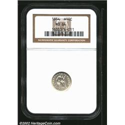 1854 H10C Arrows MS64 NGC. Brilliant and lustrous with pleasing surfaces and a very good strike. Str
