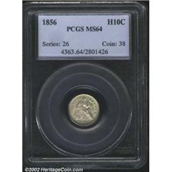 1856 H10C MS64 PCGS. Lustrous, pale gray surfaces with a faint area of darker gray toning in the lef