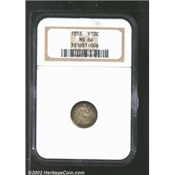 1856 H10C MS66 NGC. Variegated crimson and violet patina, especially strong towards the obverse peri