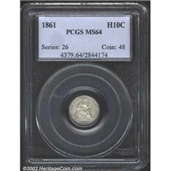 1861 H10C MS64 PCGS. Pale steel surfaces. A slight bit of russet toning by the rims, and a couple of