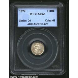 1872 H10C MS65 PCGS. An imposing Gem that is well struck except for a hint of weakness in the upper.