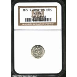 1872-S H10C MS65 NGC. Mintmark above bow. The borders have a hint of golden-brown color. A lustrous.