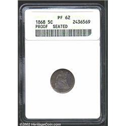 1868 H10C PR62 ANACS. Reflective, dark gray surfaces with iridescent hues of blue and lavender. Some