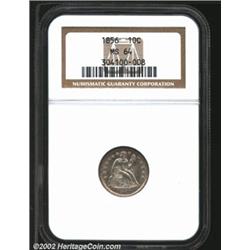 1856 10C Large Date MS64 NGC. The Large Date is priced higher than its similarly dated Small Date co