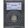 Image 1 : 1857 10C MS63 PCGS. Semi-lustrous, light gray surfaces with areas of darker gray and russet toning b
