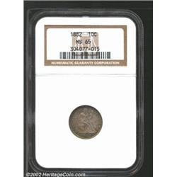 1882 10C MS65 NGC. Orange-brown and sea-green colors appear when the coin is rotated under a light..