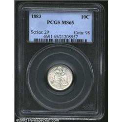 1883 10C MS65 PCGS. A brilliant and lustrous Gem with a good strike and a well preserved obverse. Th