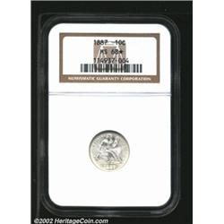 1887 10C MS68 * NGC. This is a common date in an absolute sense, a fact that should come as no surpr