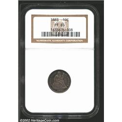 1883 10C PR65 NGC. Smooth, dark gray surfaces with an appealing underlying iridescent toning in the.