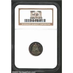 1890 10C PR67 NGC. A coin of seemingly unsurpassable beauty and originality, the surfaces really nee