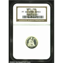 1891 10C PR66 Deep Cameo NGC. This is the first Deep Cameo 1891 Seated Dime that we have offered, an