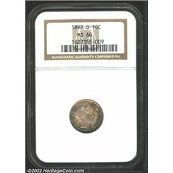 1892-O 10C MS66 NGC. The first year of Barber Dime production at the Louisiana branch mint, the 1892