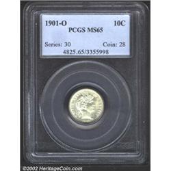 1901-O 10C MS65 PCGS. Although several RPM and RPD varieties exist for the '01-O, the present exampl