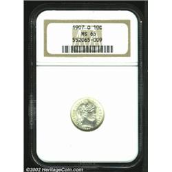 1907-O 10C MS65 NGC. A lustrous and brilliant late O-mint Dime with a reasonable strike. The reverse