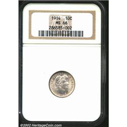 1914 10C MS66 NGC. A well struck, lustrous, and brilliant Gem that has virtually undisturbed surface