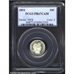 1893 10C PR67 Cameo PCGS. We wholeheartedly recommend this lovely Superb Gem to proof type collector