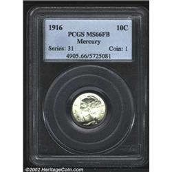 1916 10C MS66 Full Bands PCGS. A brilliant and nicely struck Gem with flashy luster and clean surfac