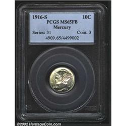 1916-S 10C MS65 Full Bands PCGS. Light gold and violet patina. A well struck and flashy Gem that has