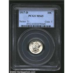 1917-D 10C MS65 PCGS. Brilliant except for a brief hint of apricot color in the upper left reverse..