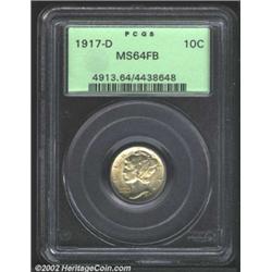 1917-D 10C MS64 Full Bands PCGS. Light tan-gold patina. A lustrous and well struck near-Gem that has