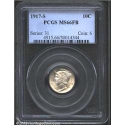 1917-S 10C MS66 Full Bands PCGS. Light slate-gray and yellow-gold colors. A nicely struck Gem that h