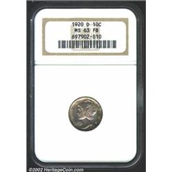 1920-D 10C MS63 Full Bands NGC. Deeply toned with splashes of lavender, orange-gold, and russet pati