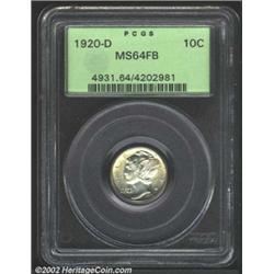 1920-D 10C MS64 Full Bands PCGS. A lightly toned near-Gem with flashy luster and impressive surfaces